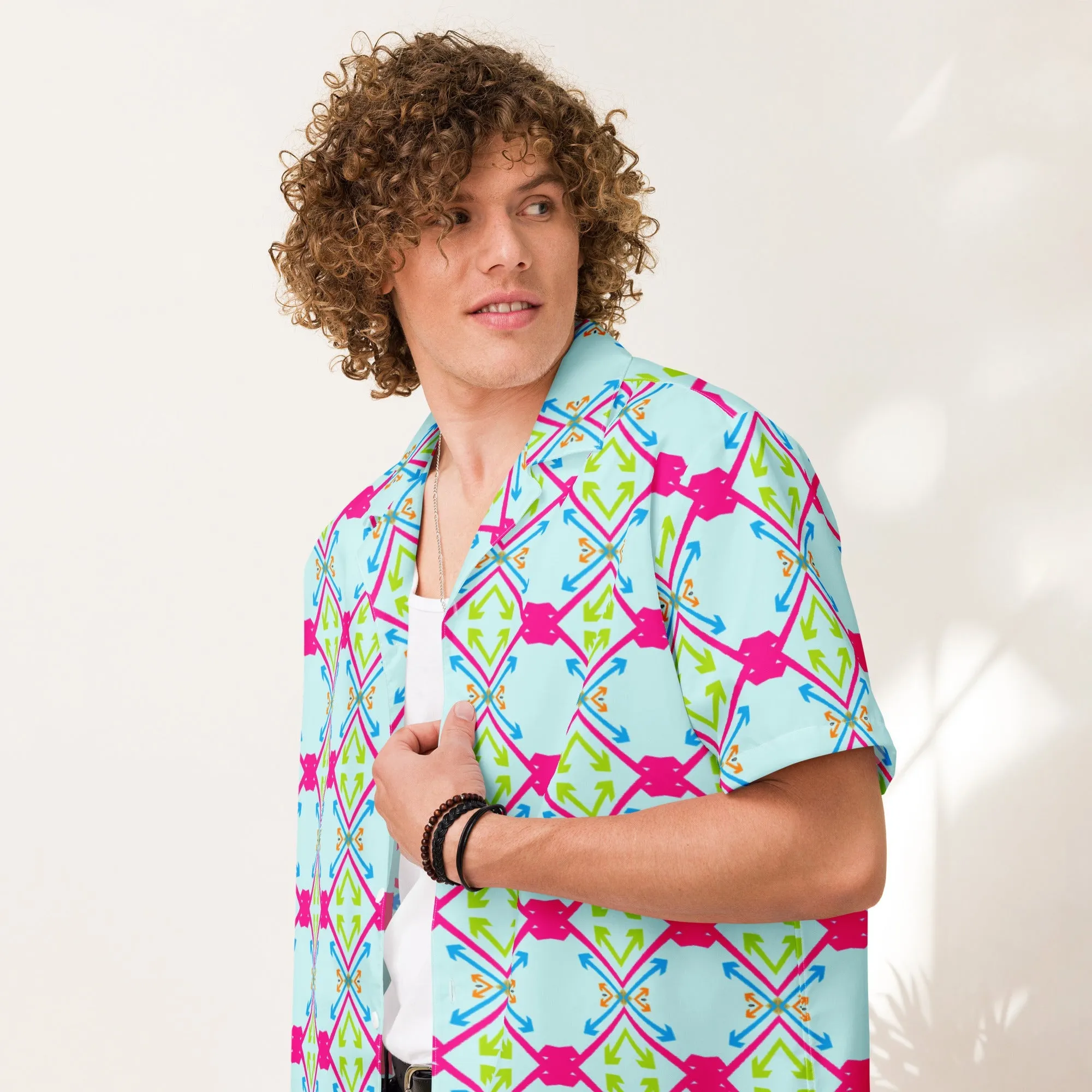 Modern Geometric Arrows Unisex Button Shirt | Unique Design
