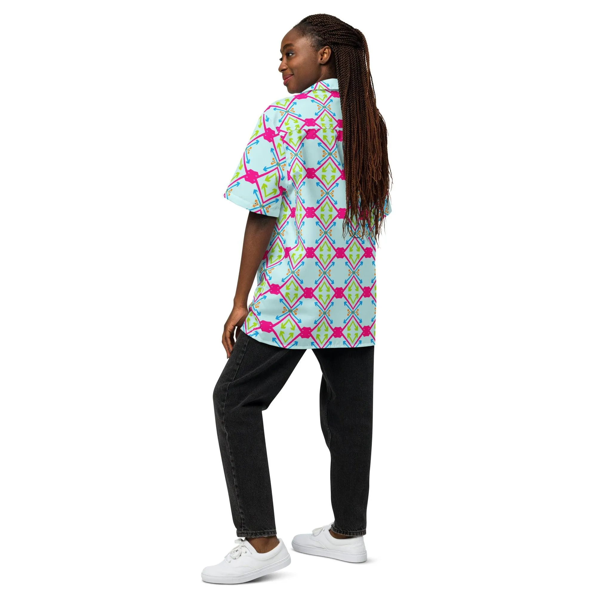 Modern Geometric Arrows Unisex Button Shirt | Unique Design