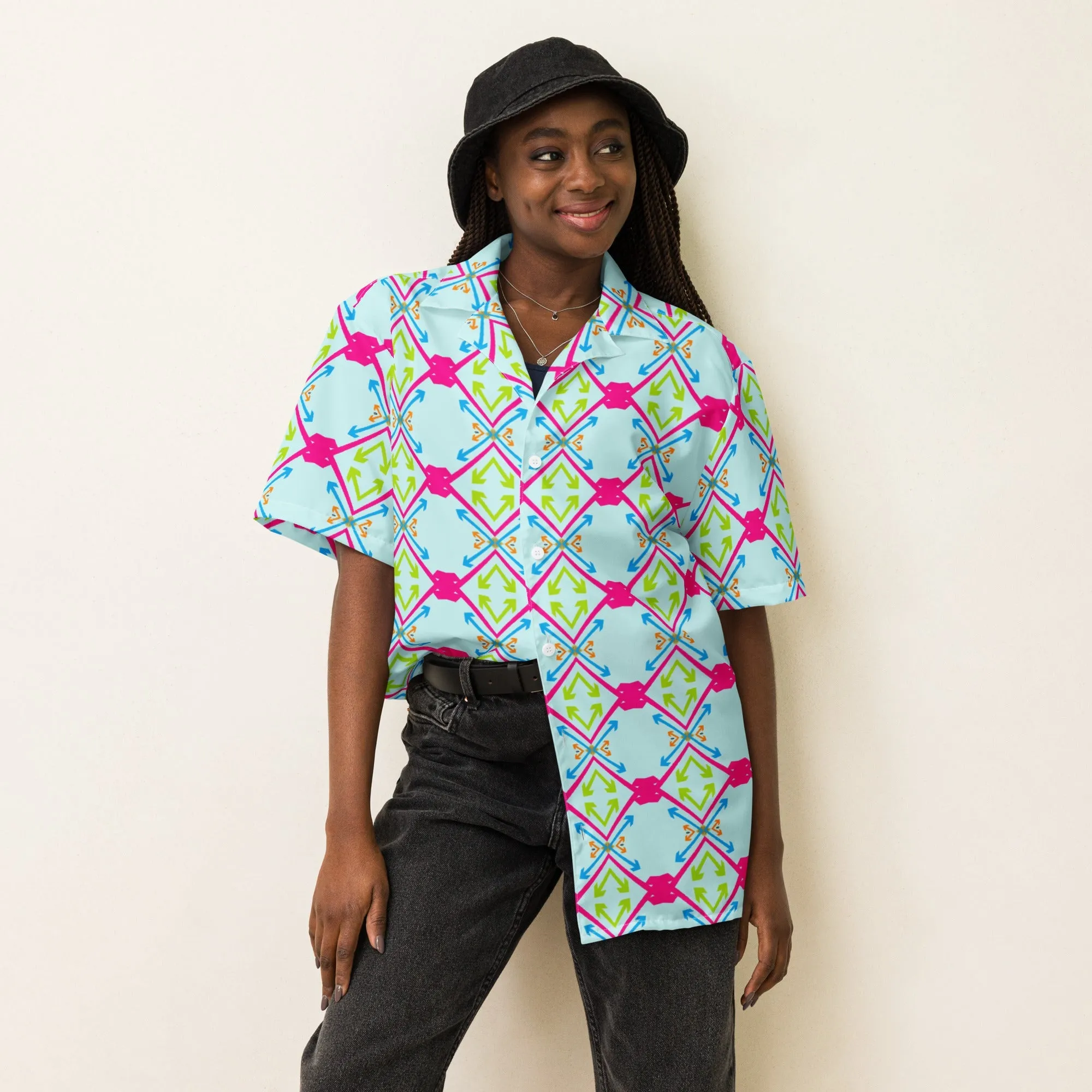 Modern Geometric Arrows Unisex Button Shirt | Unique Design