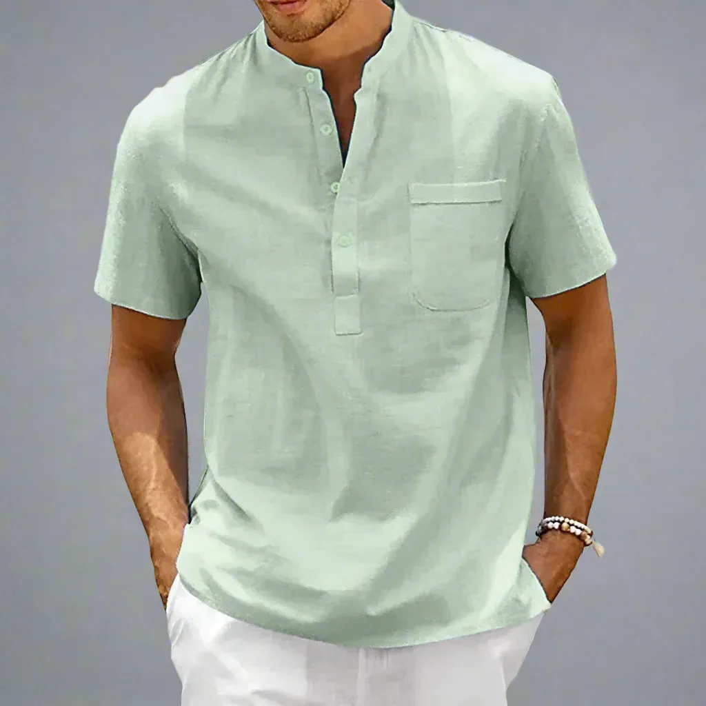 Modern Men's Cotton Shirt with Buttoned Collar