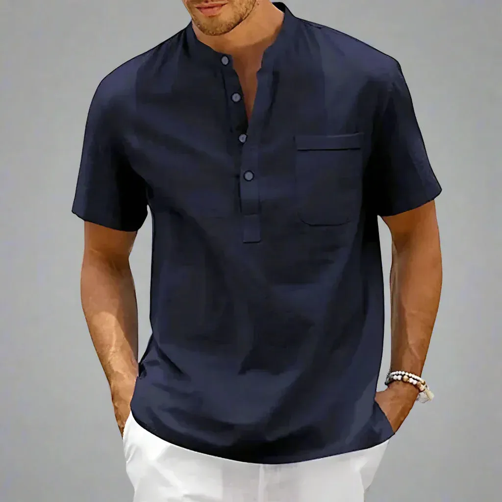 Modern Men's Cotton Shirt with Buttoned Collar