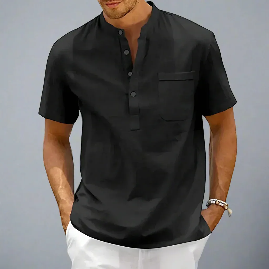 Modern Men's Cotton Shirt with Buttoned Collar