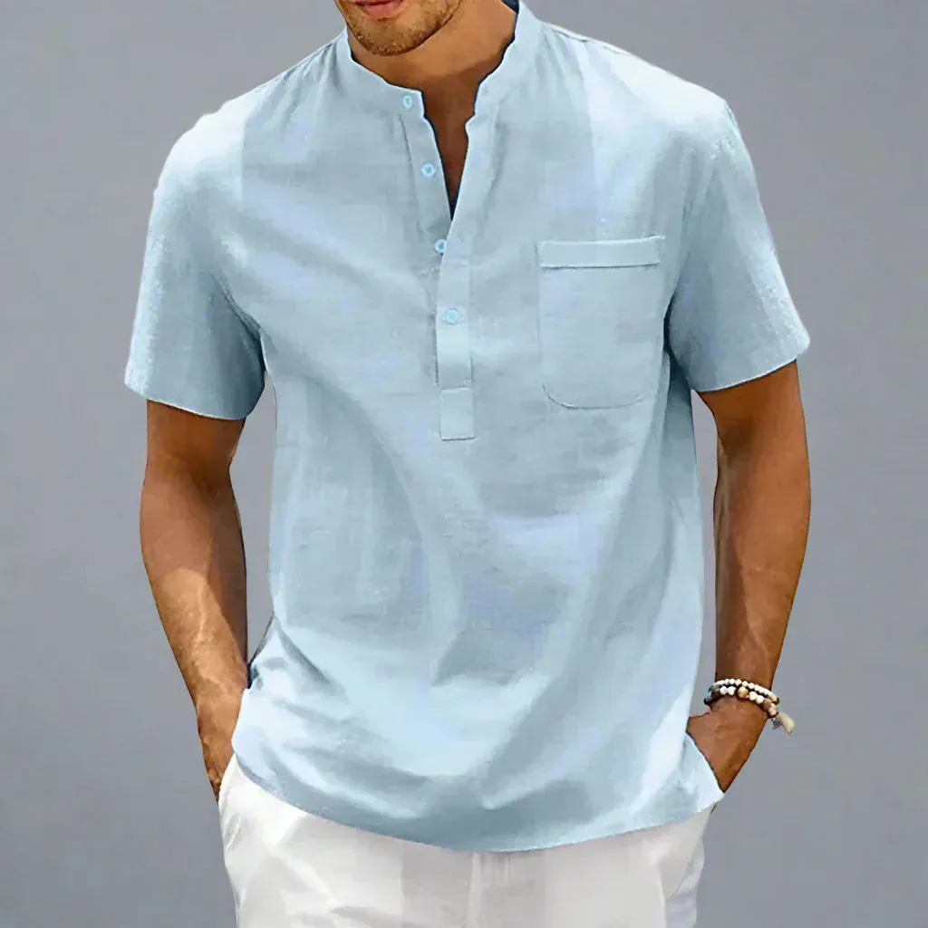 Modern Men's Cotton Shirt with Buttoned Collar