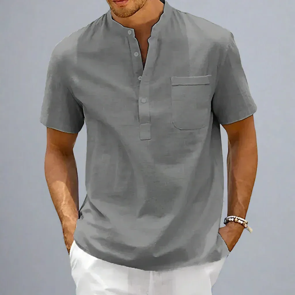 Modern Men's Cotton Shirt with Buttoned Collar