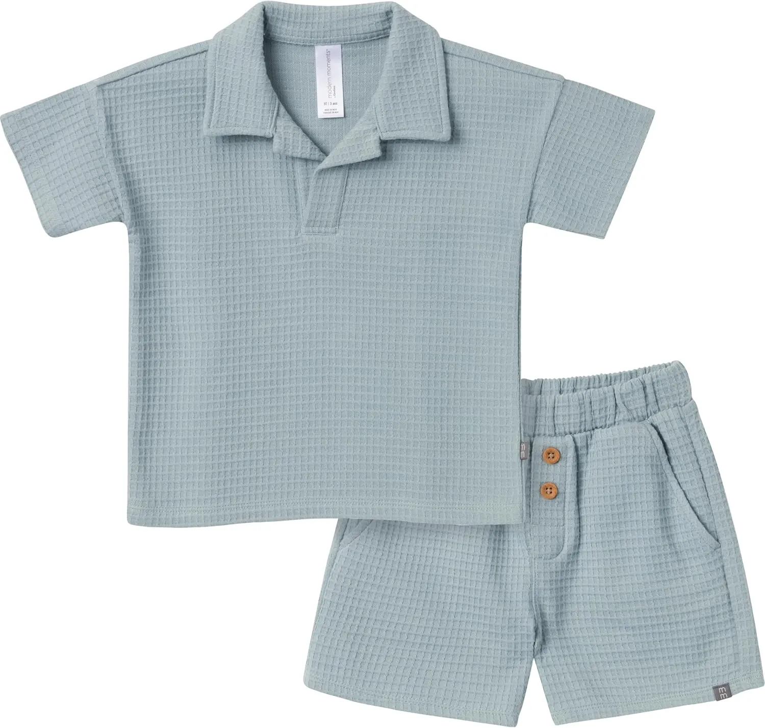 Modern Moments by Gerber Baby Boys 2-piece Johny Collar Shirt & Short Set