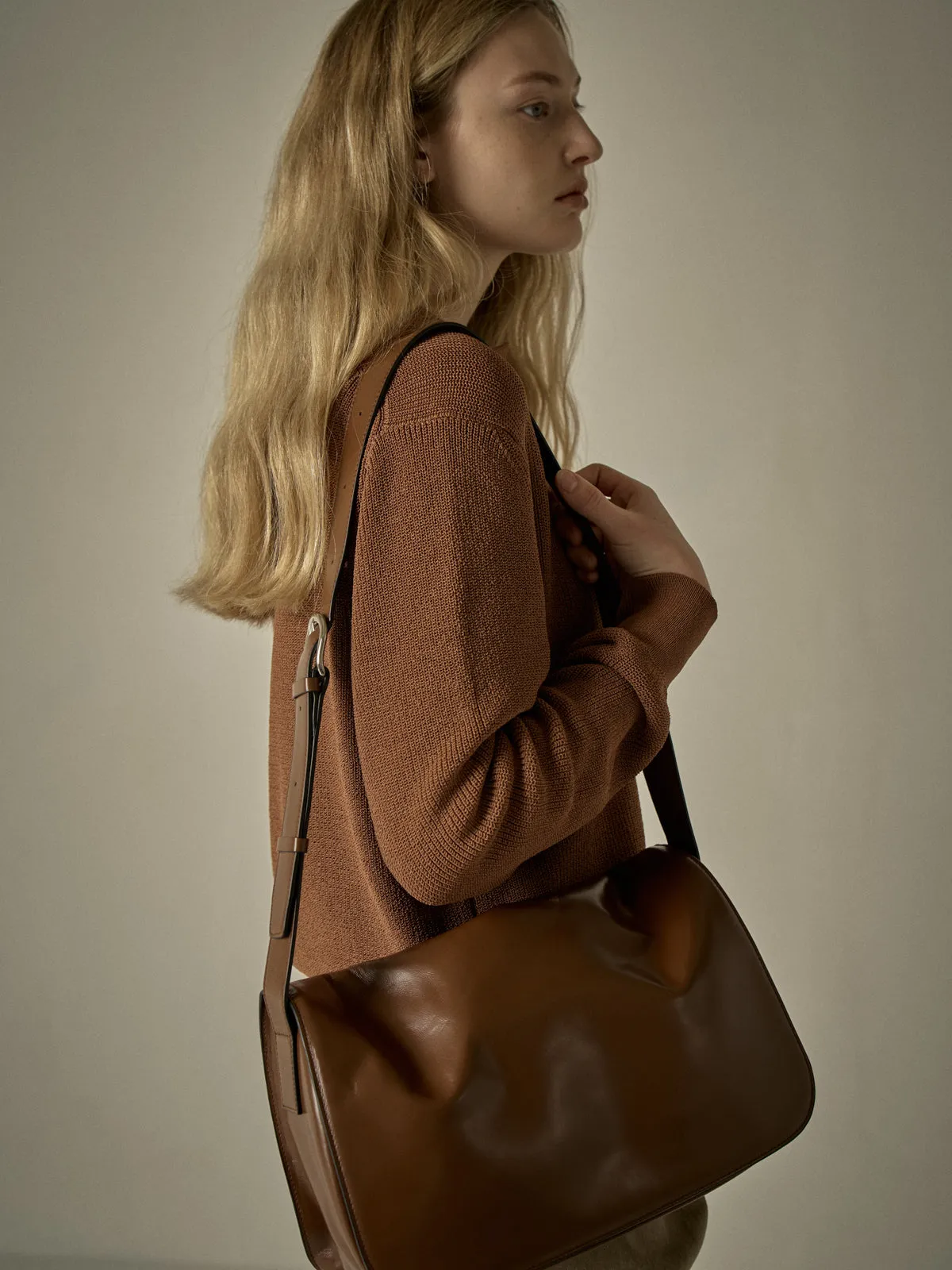 Open Collar Polo Shirt - Cinnamon Brown
