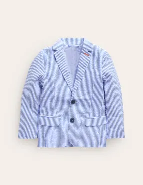 Seersucker Blazer-Vintage Blue / Ivory Stripe