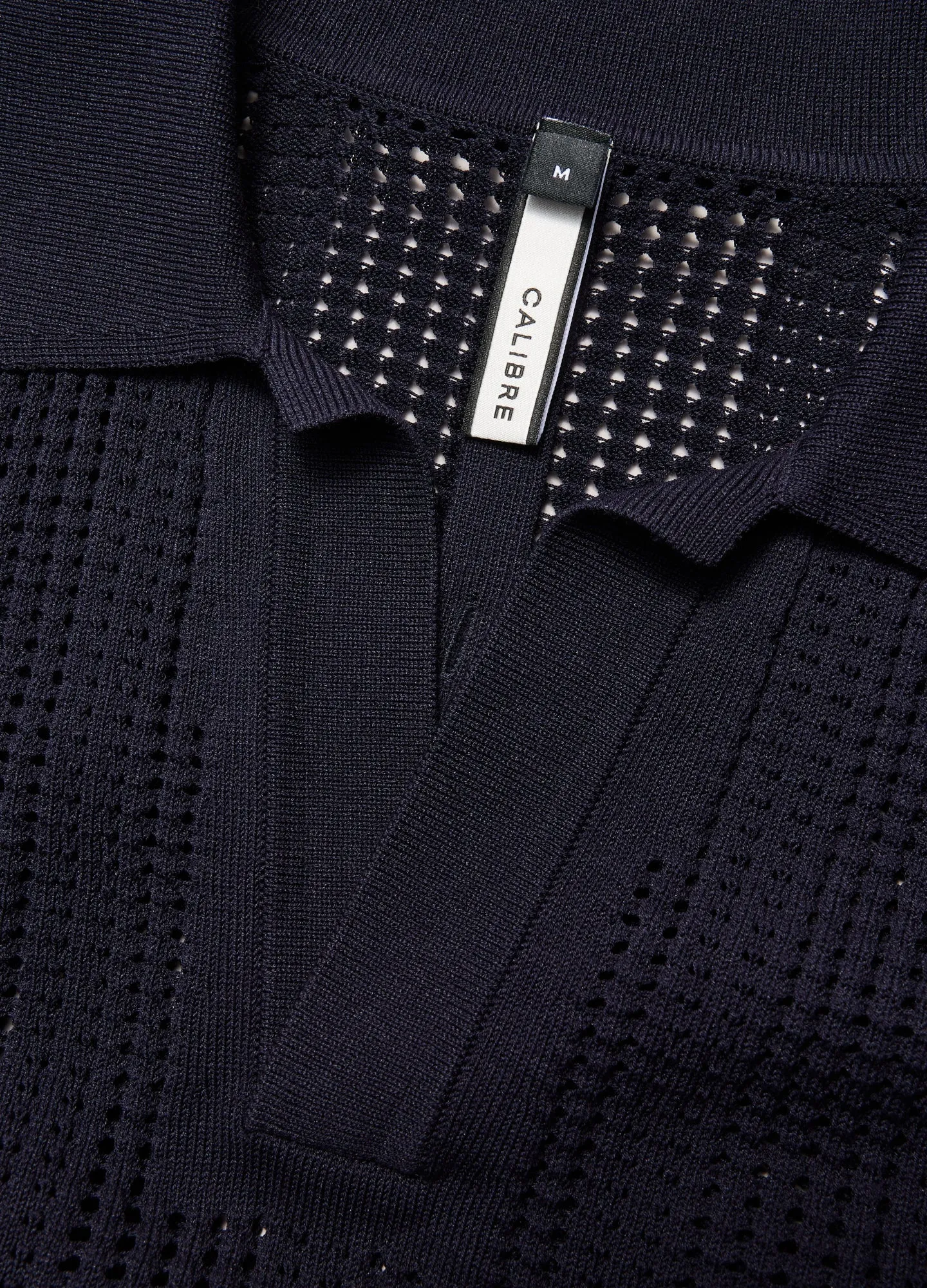 Self Stripe Mesh Knit Polo Navy
