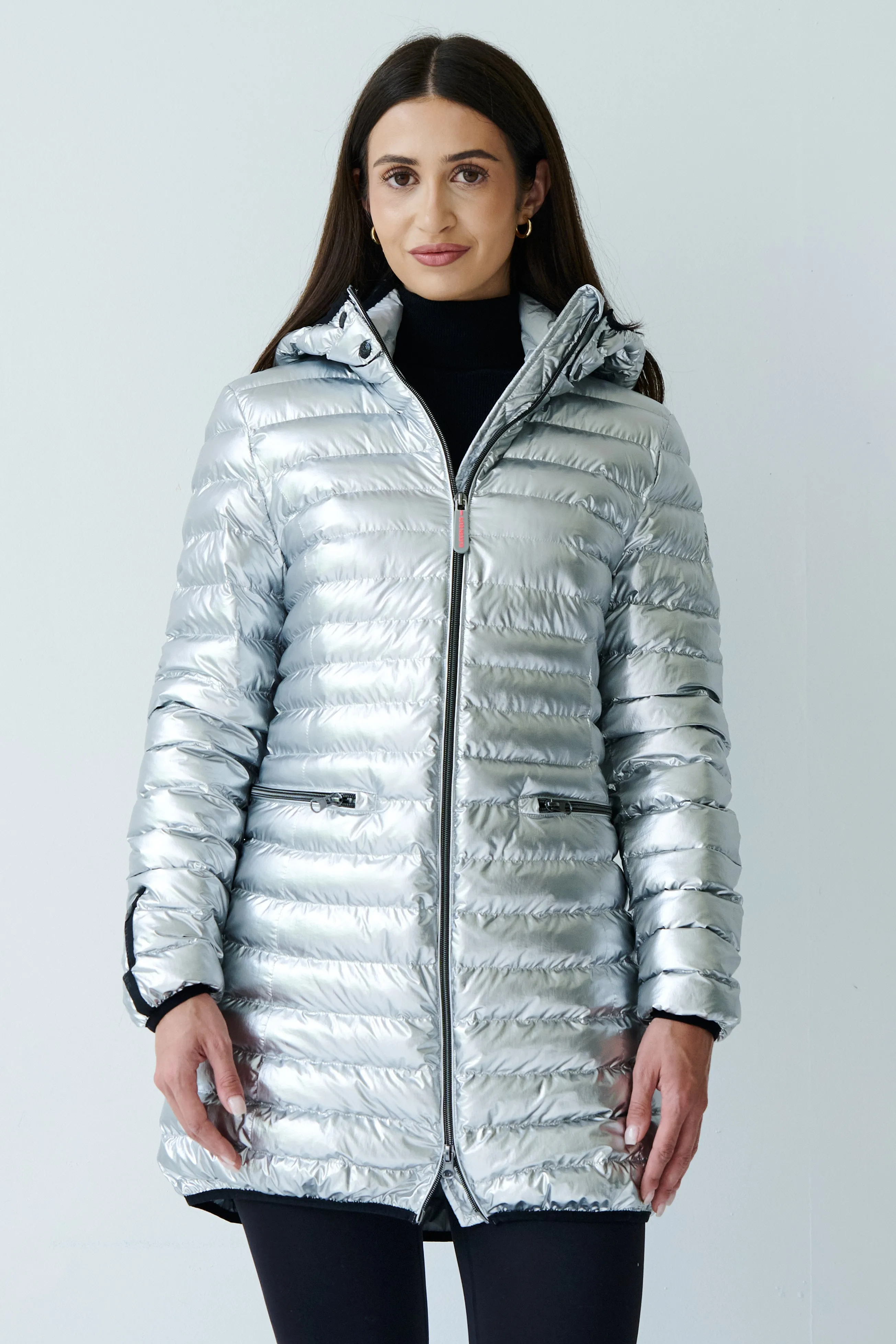 Shannon Vegan Down Coat | Metallic Silver