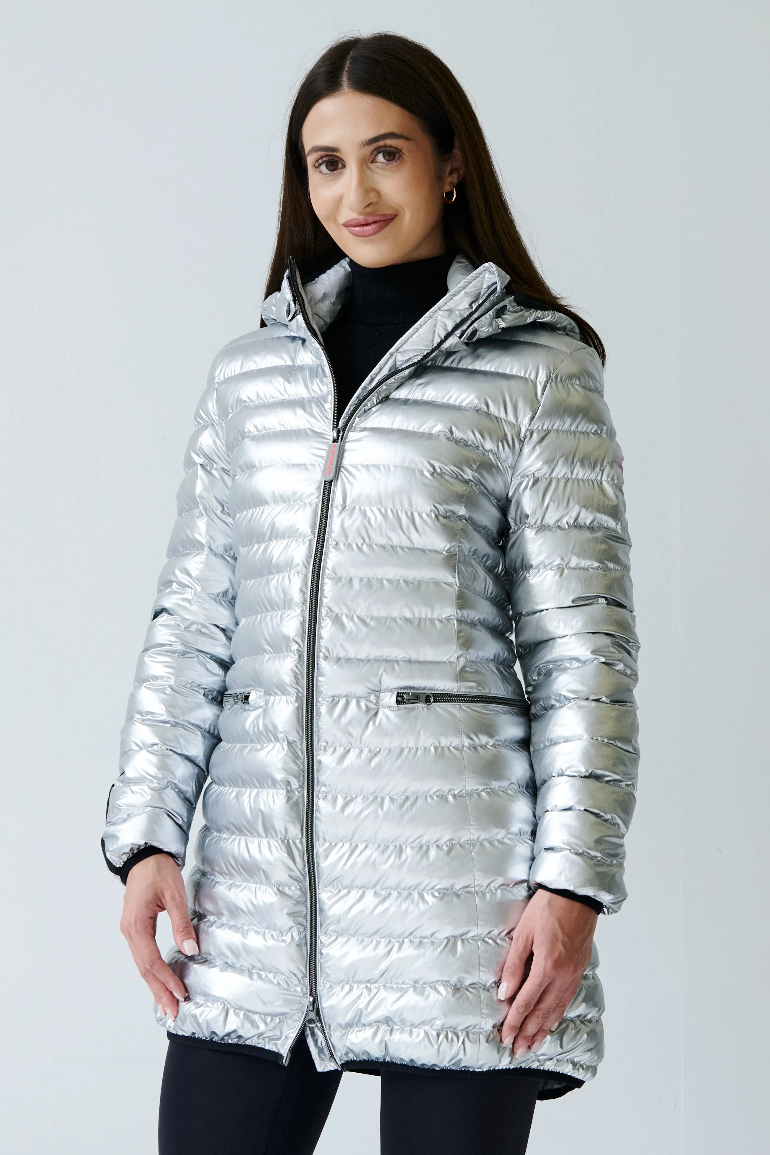 Shannon Vegan Down Coat | Metallic Silver