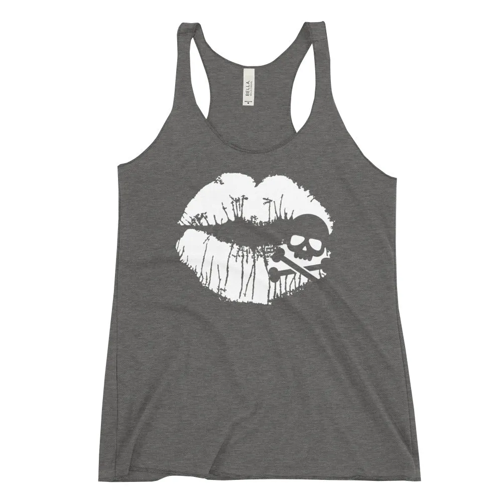 Skull & Crossbones Lips Women's Racerback Tank