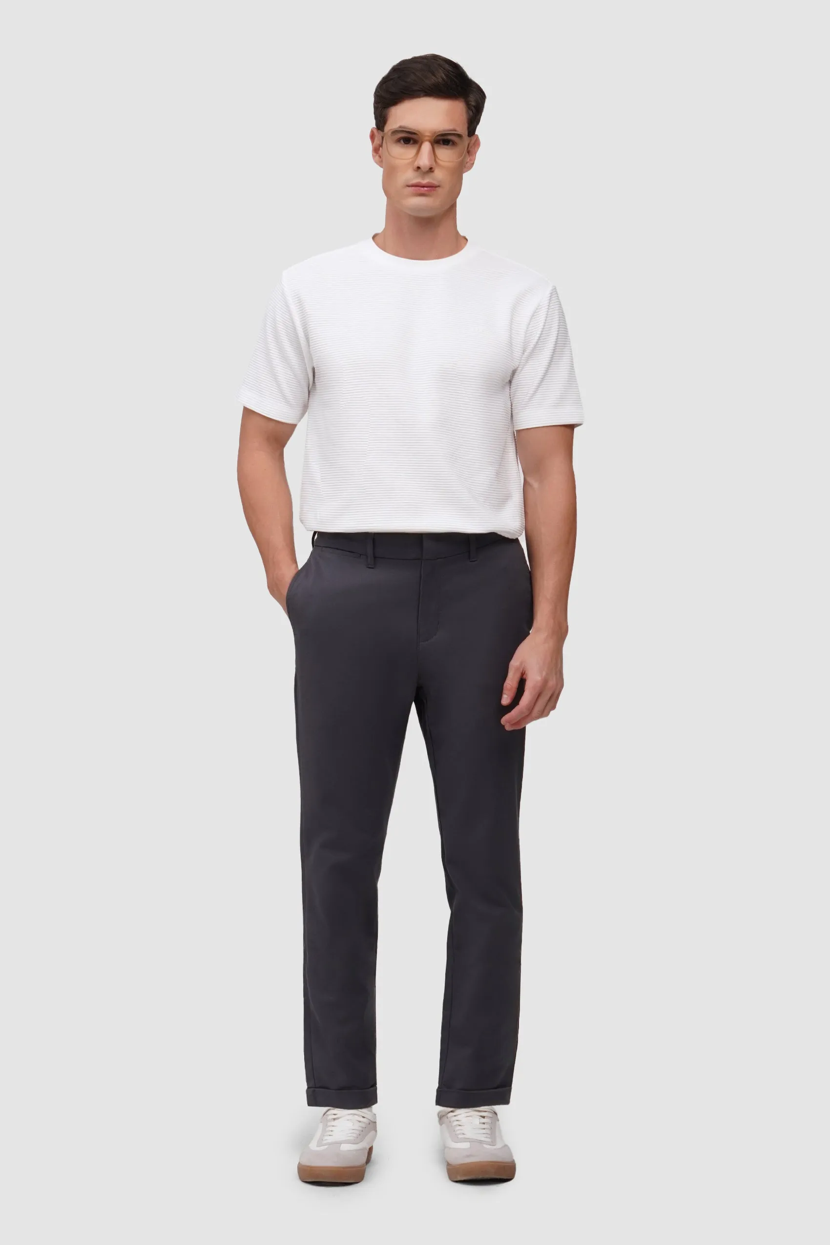 Slim Fit Gartered Back Chinos with Folded Cuff