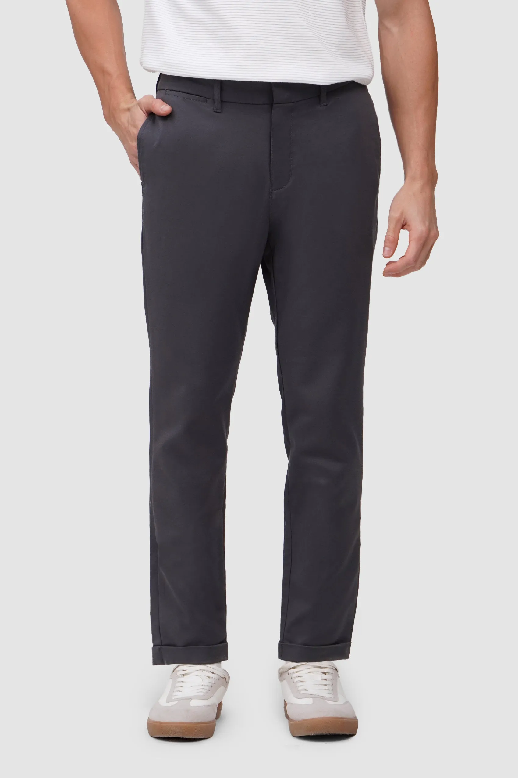 Slim Fit Gartered Back Chinos with Folded Cuff