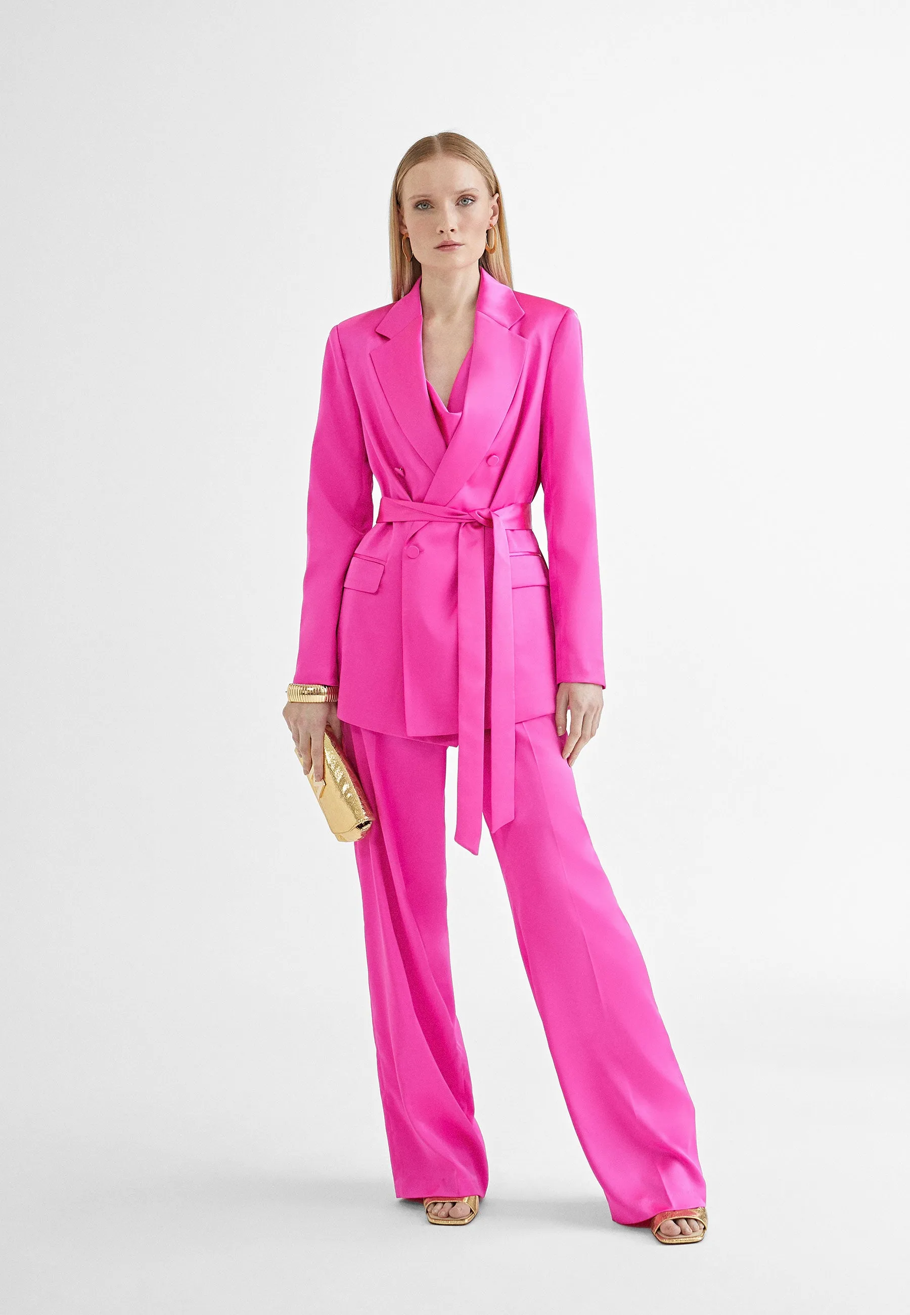 Straight satin trousers