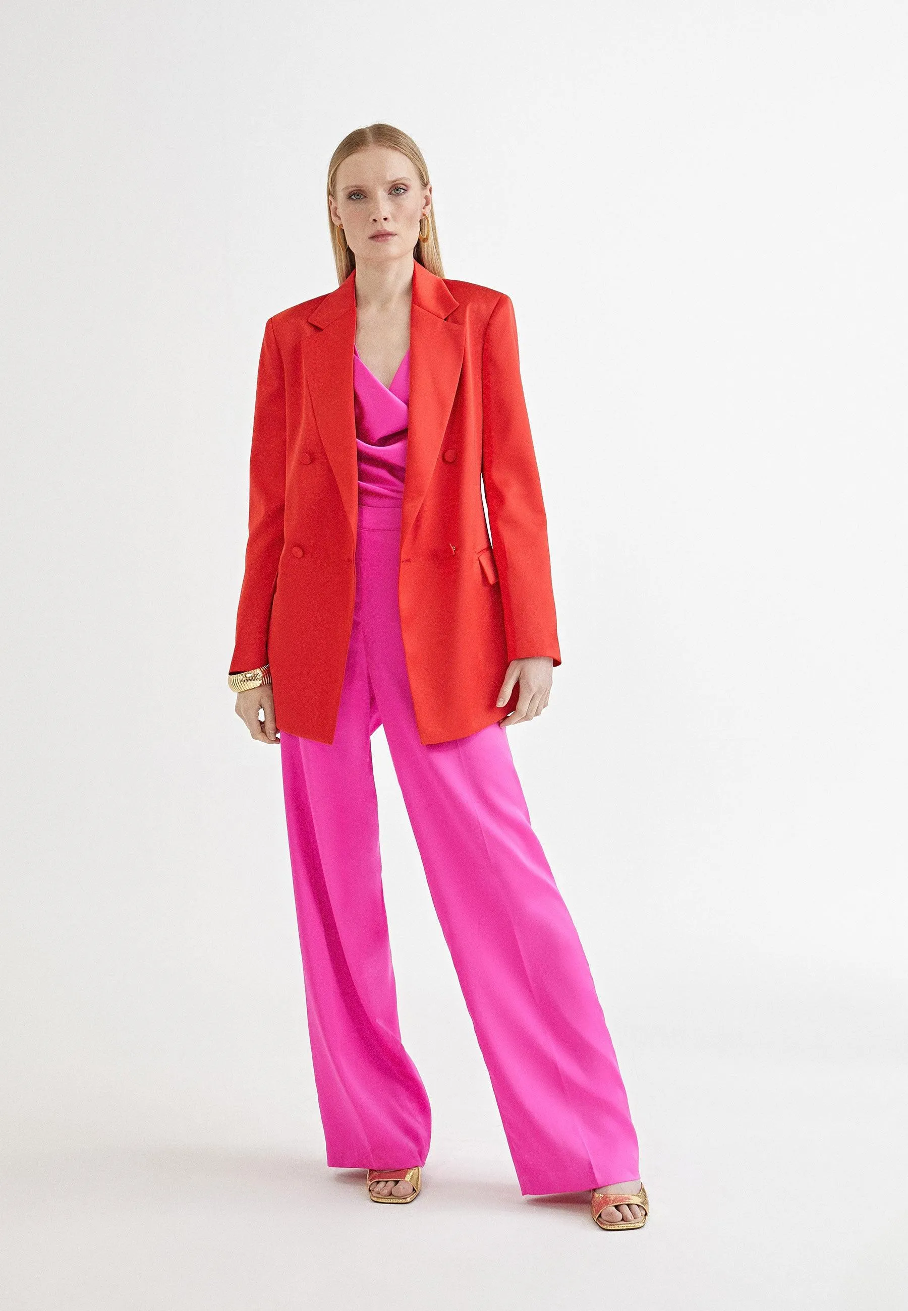 Straight satin trousers