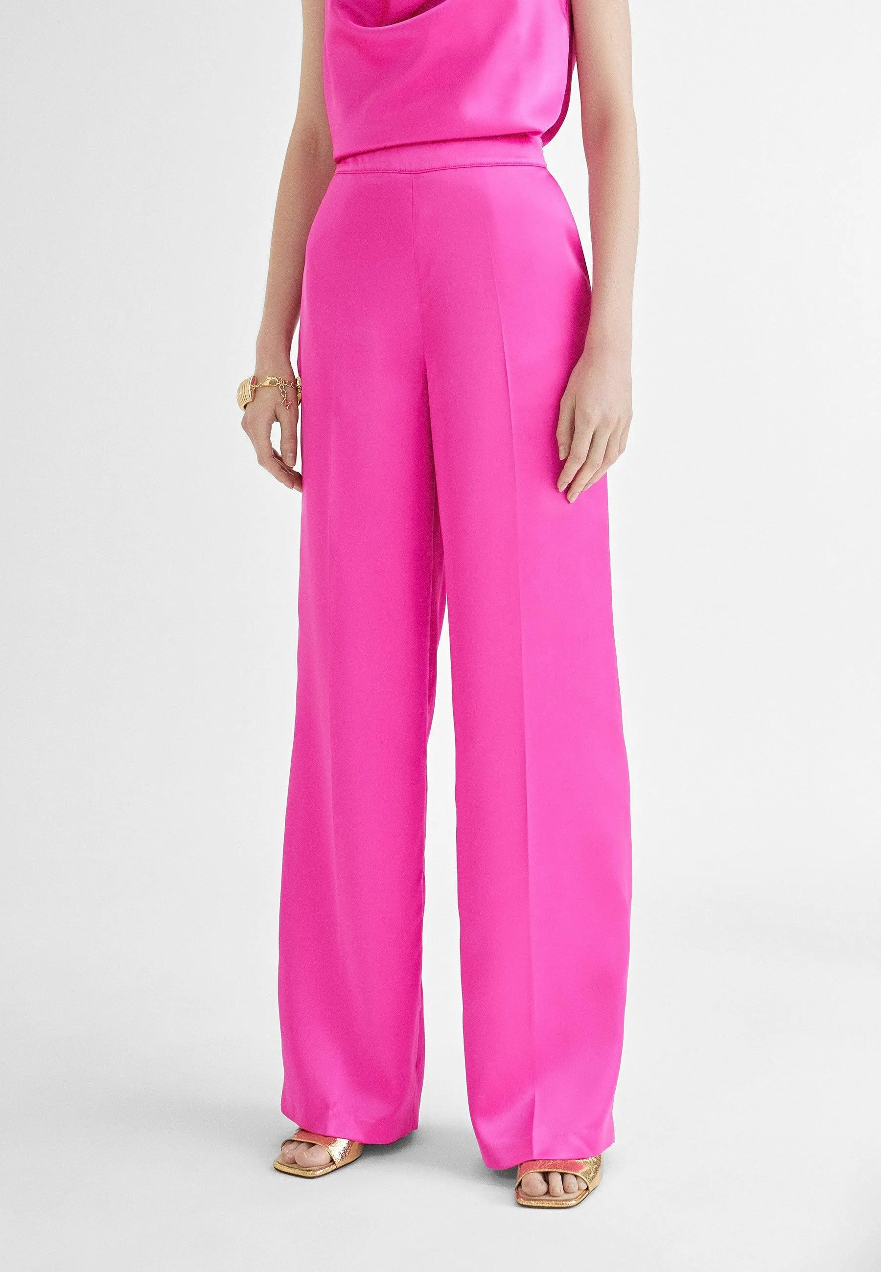 Straight satin trousers