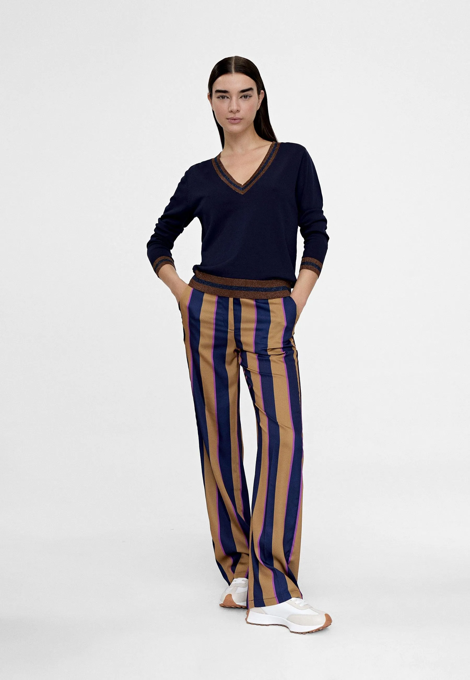 Straight striped trousers