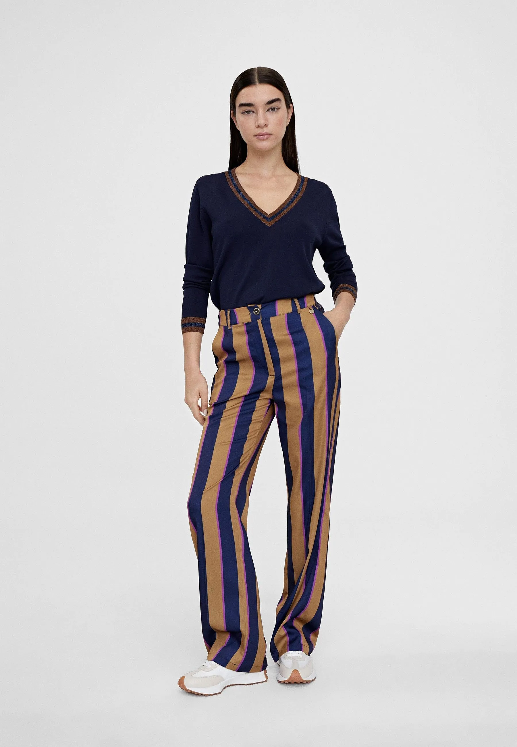 Straight striped trousers
