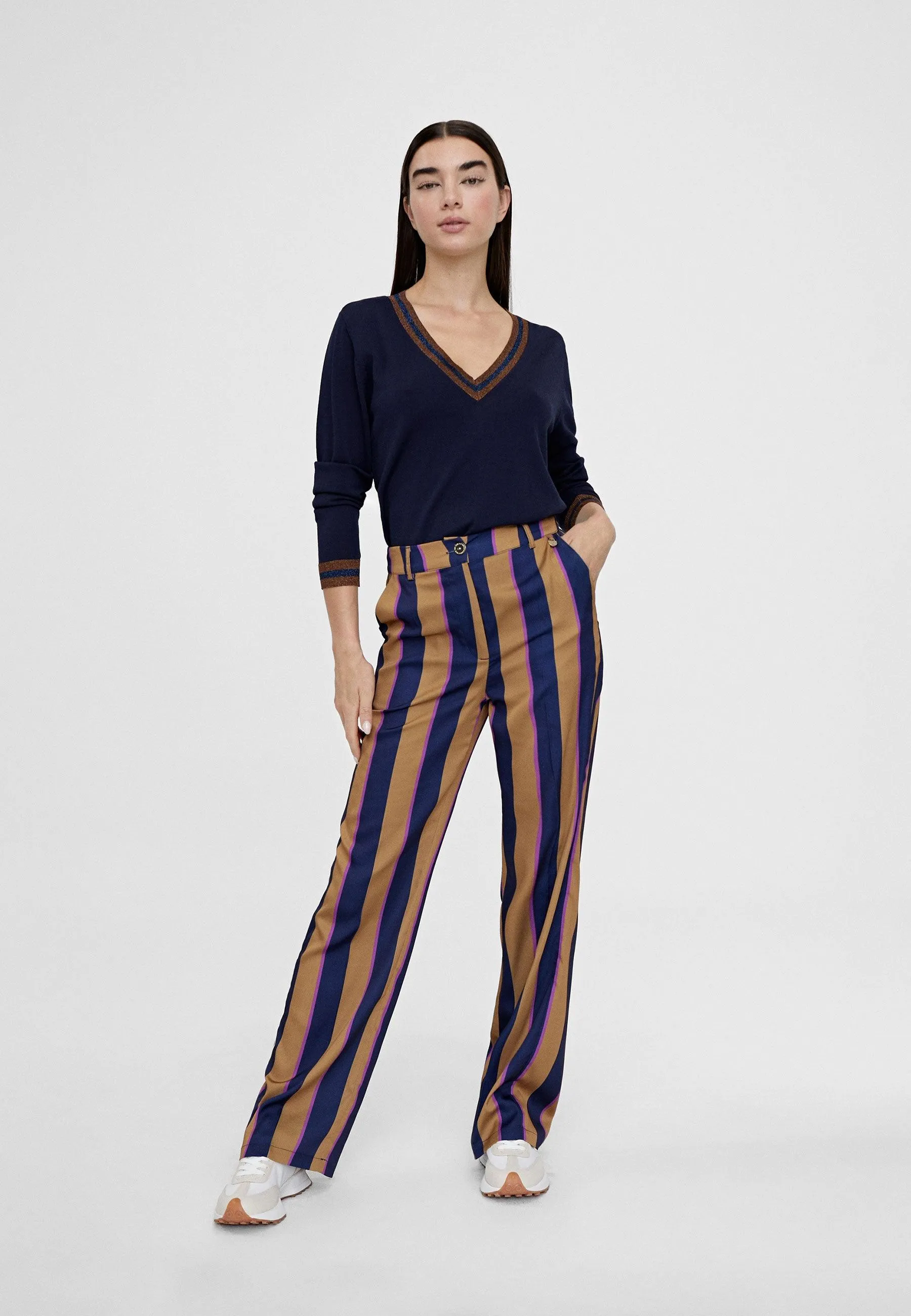 Straight striped trousers