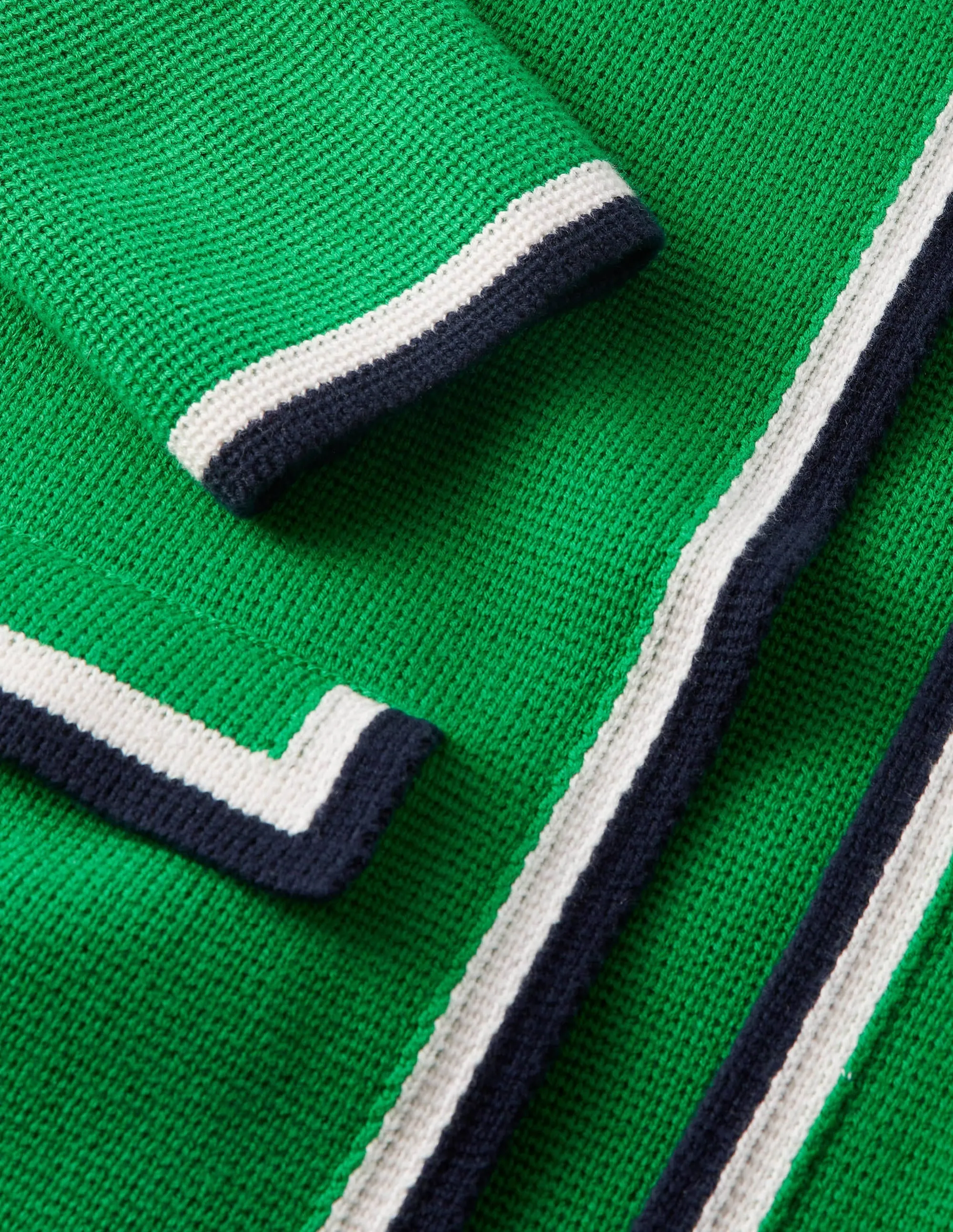 Stripe Trim Knitted Jacket-Highland Green