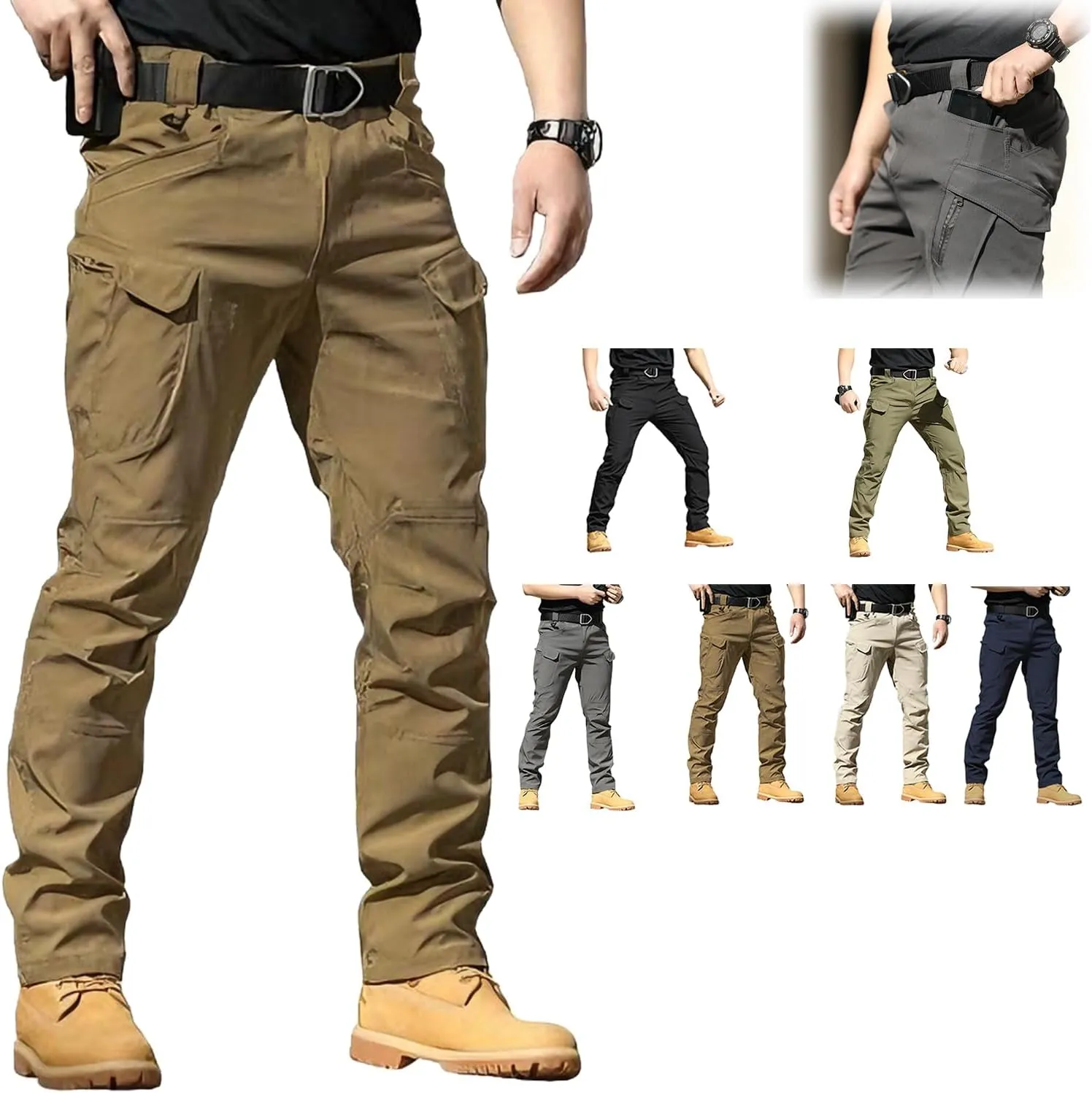 Tactical Pants for Men Water Resistant Cargo Hiking Pants Multi Pockets Ripstop Flex Baggy Camo Tactical Pant