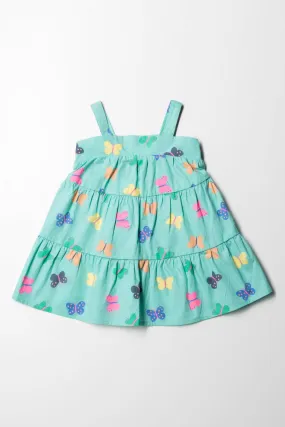 Tg Tiered Woven Dress Blue