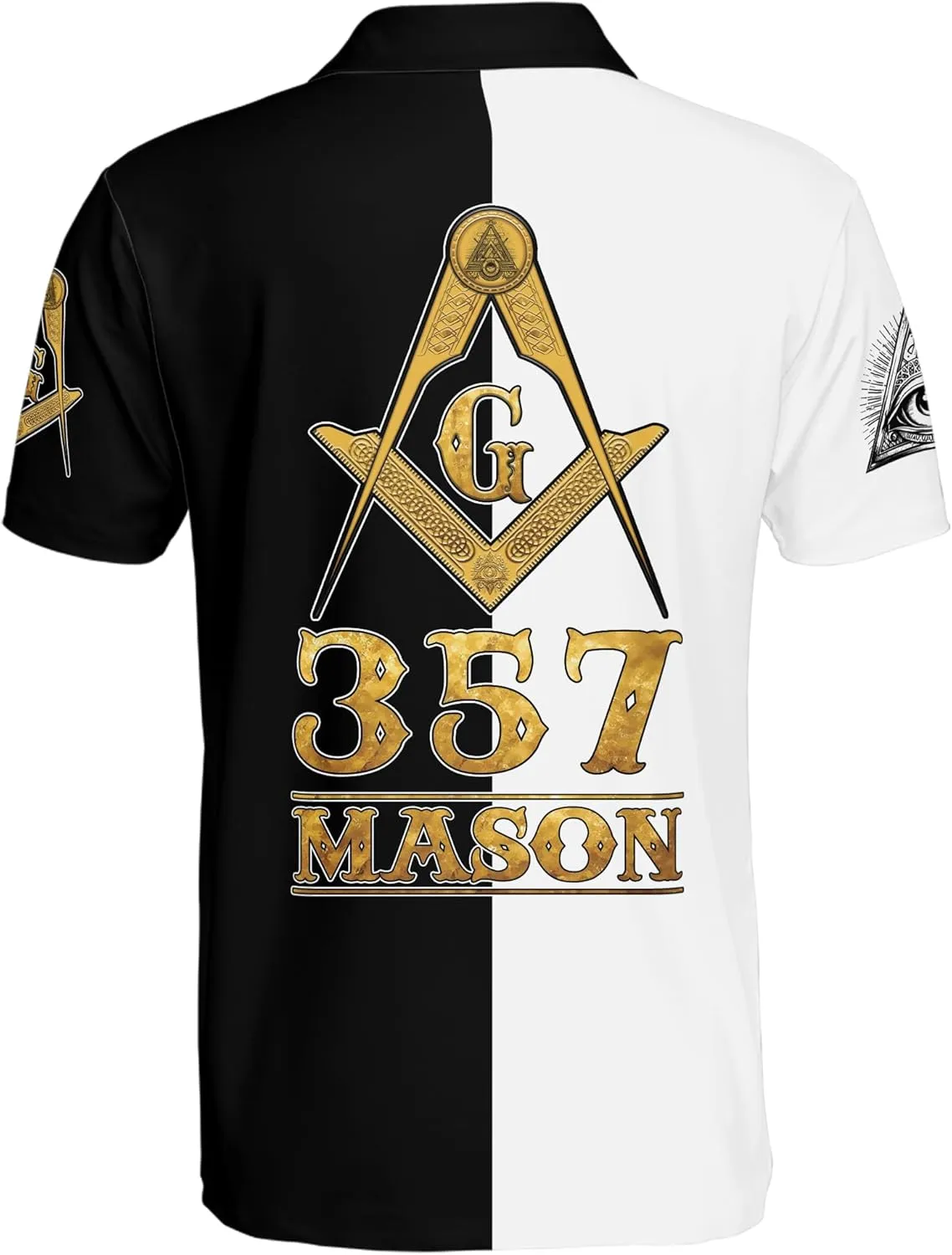 ThuhaTree Store Personalized Masonic White Compass Symbol Men & Women Polo Shirt S-5XL