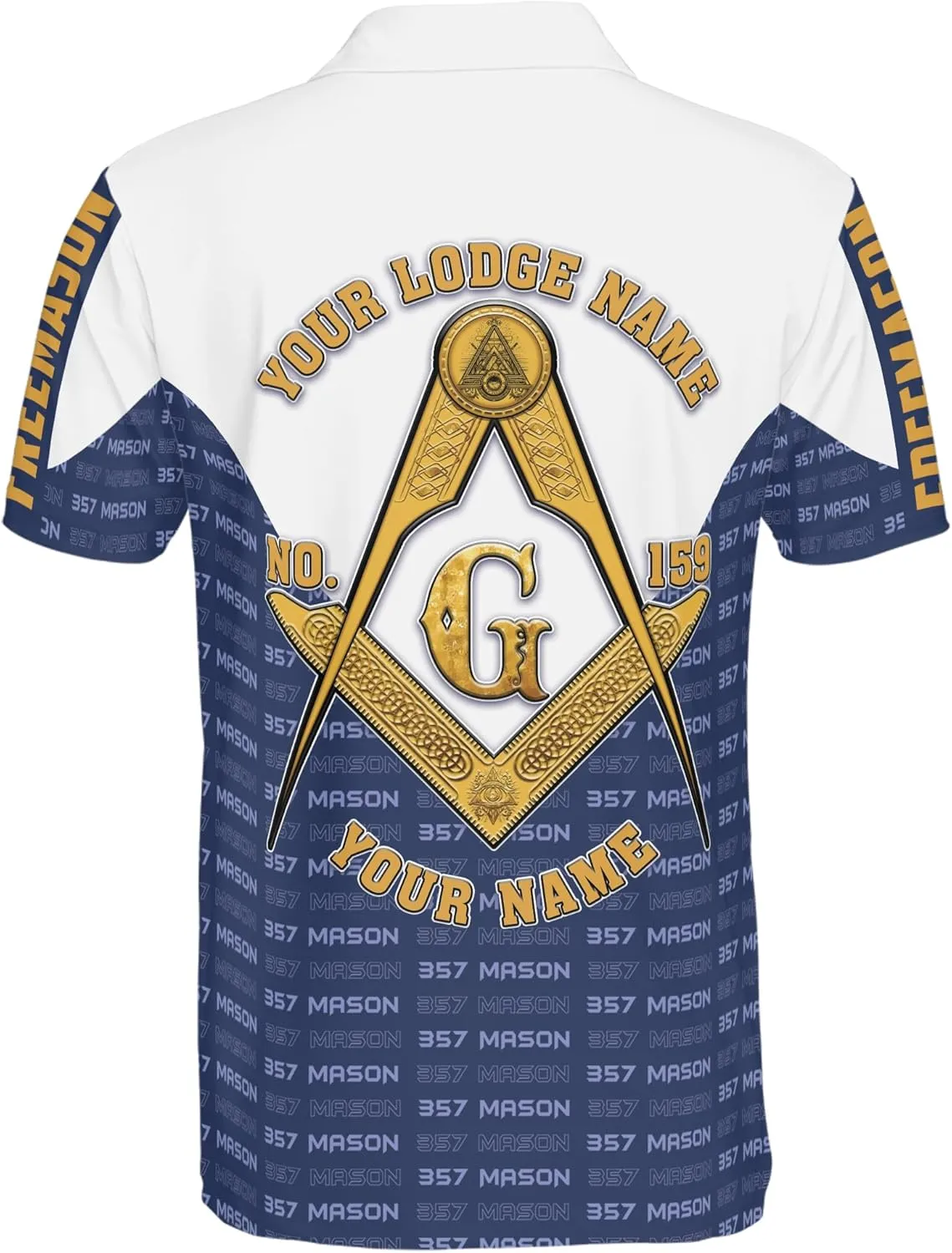 ThuhaTree Store Personalized Masonic White Compass Symbol Men & Women Polo Shirt S-5XL