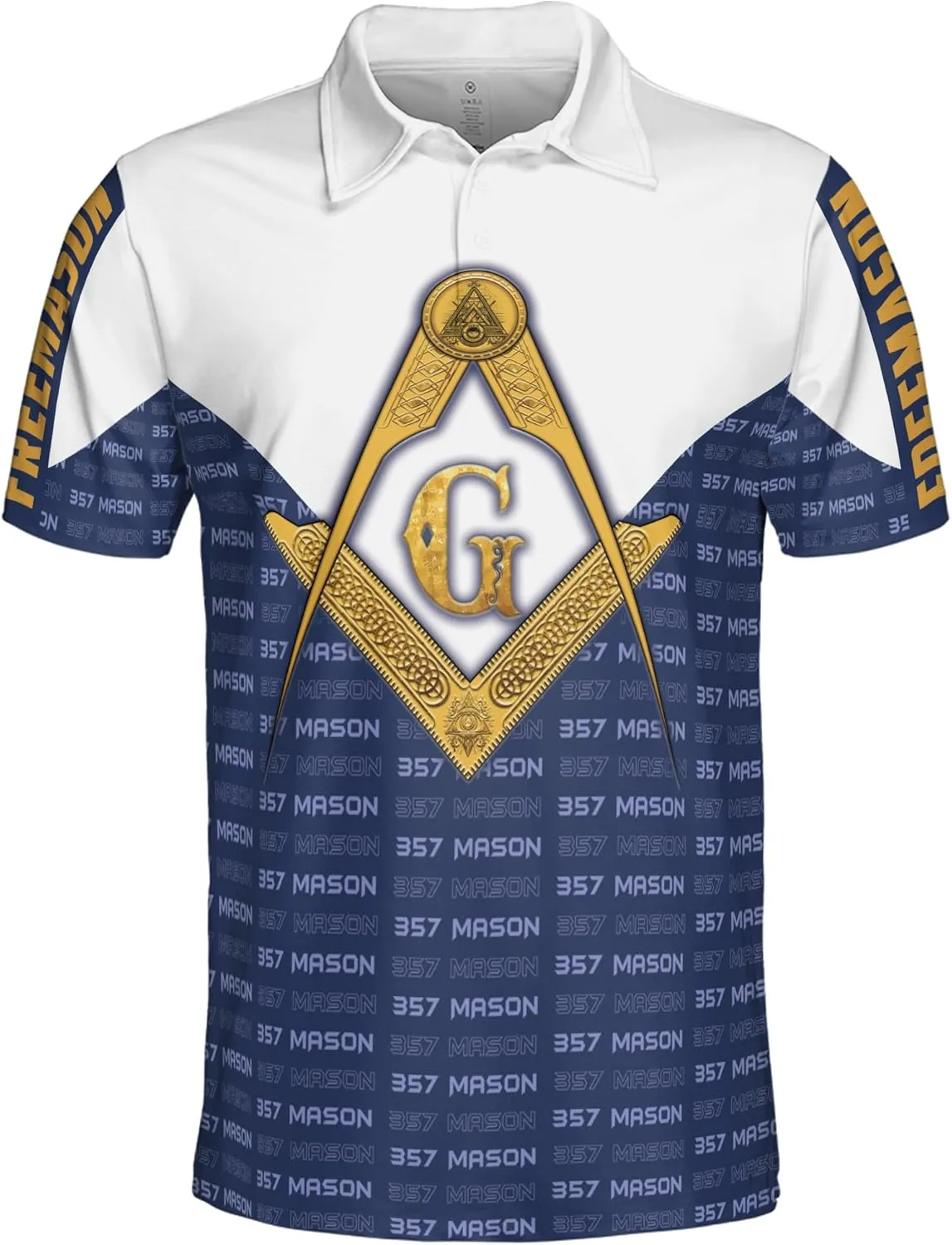 ThuhaTree Store Personalized Masonic White Compass Symbol Men & Women Polo Shirt S-5XL