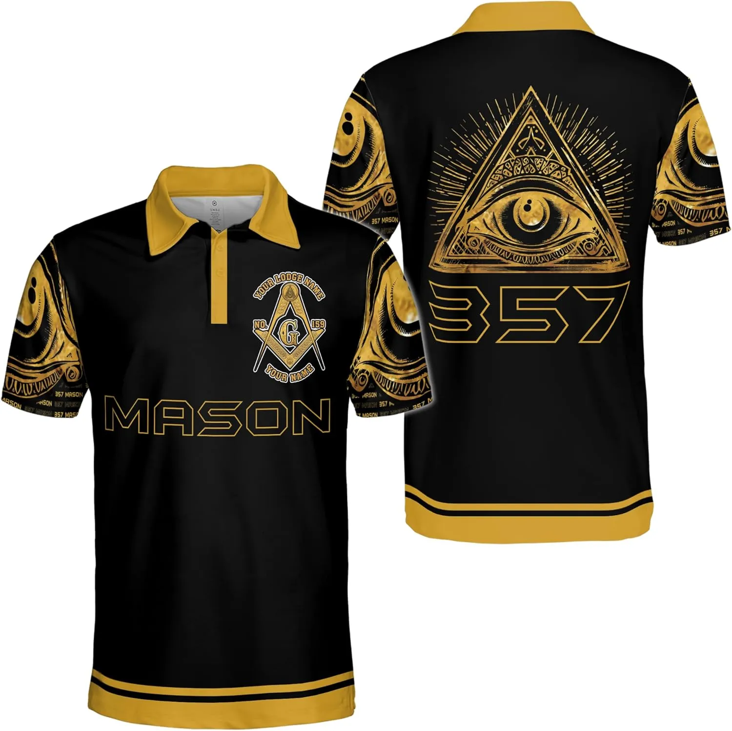 ThuhaTree Store Personalized Masonic White Compass Symbol Men & Women Polo Shirt S-5XL