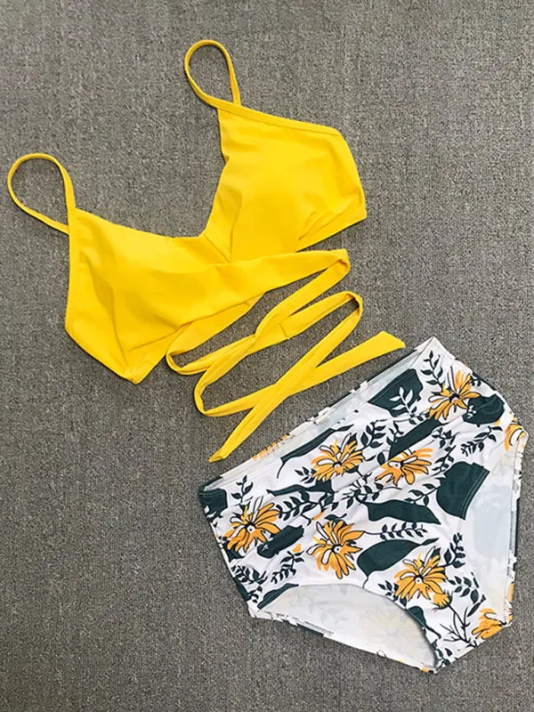 Trendy Floral Tankini with High-Waist Bottoms