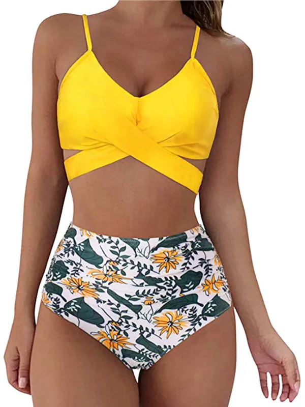 Trendy Floral Tankini with High-Waist Bottoms