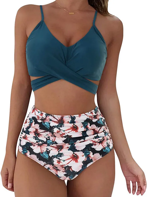 Trendy Floral Tankini with High-Waist Bottoms