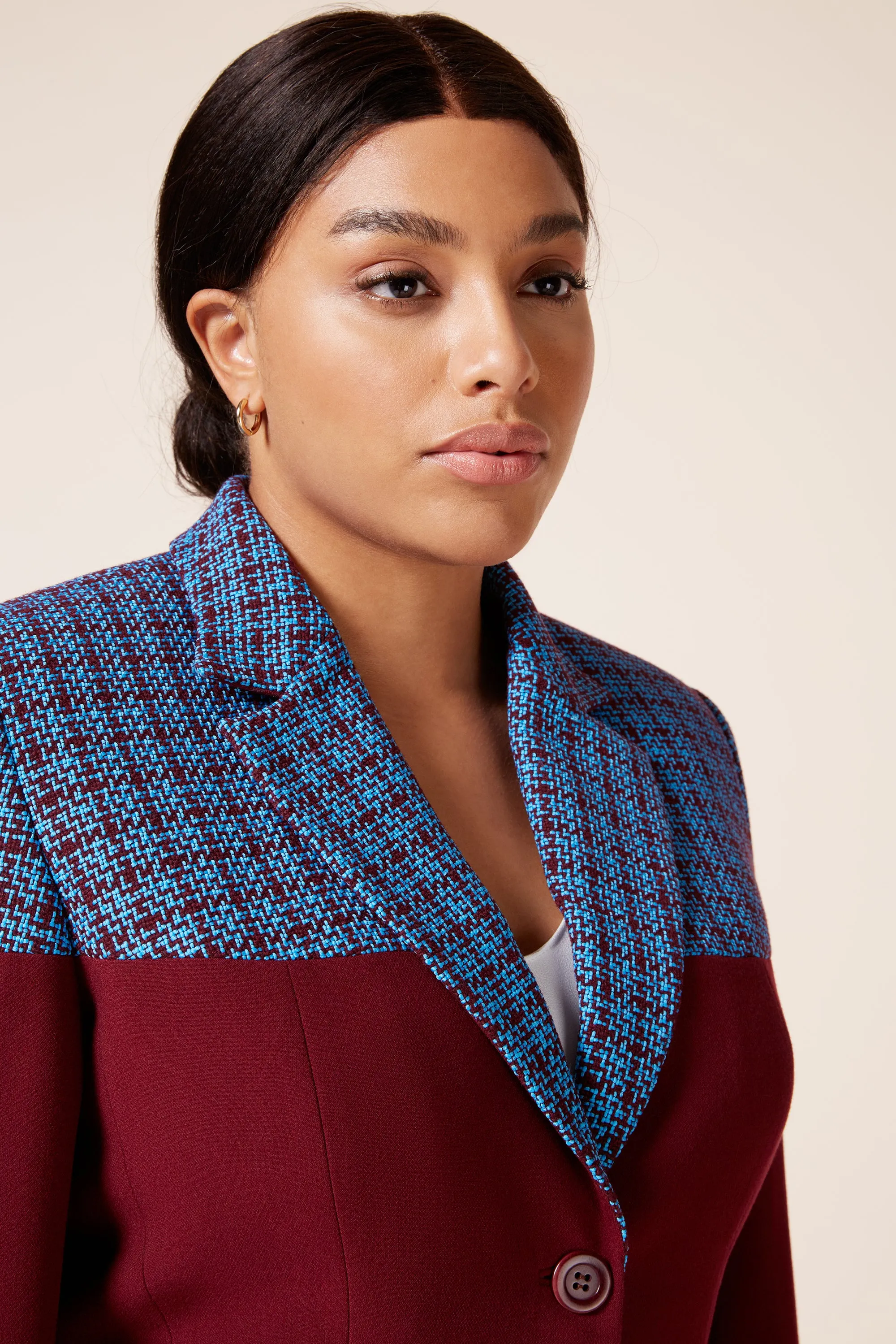 Two-tone Burgundy Blazer