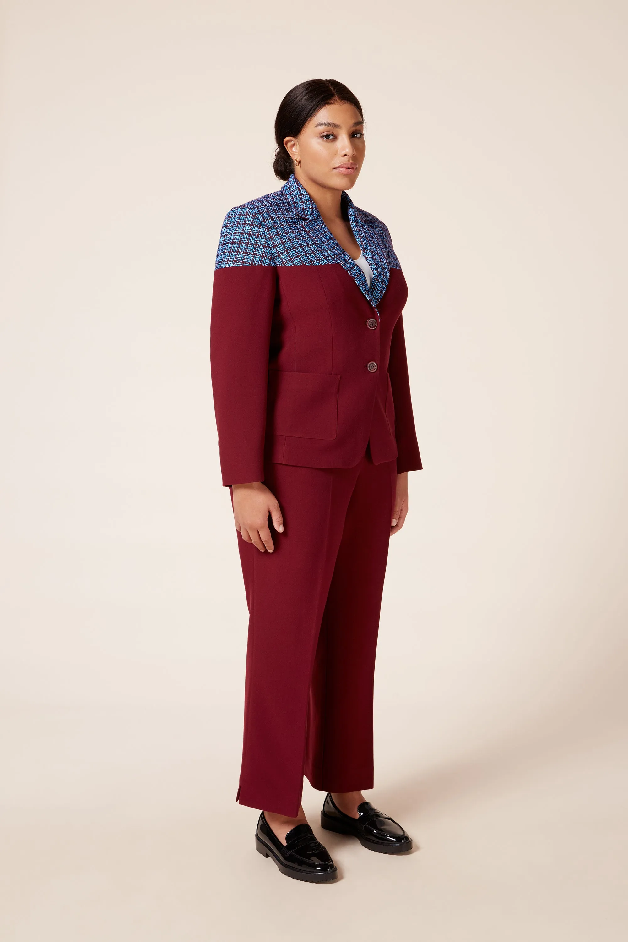 Two-tone Burgundy Blazer