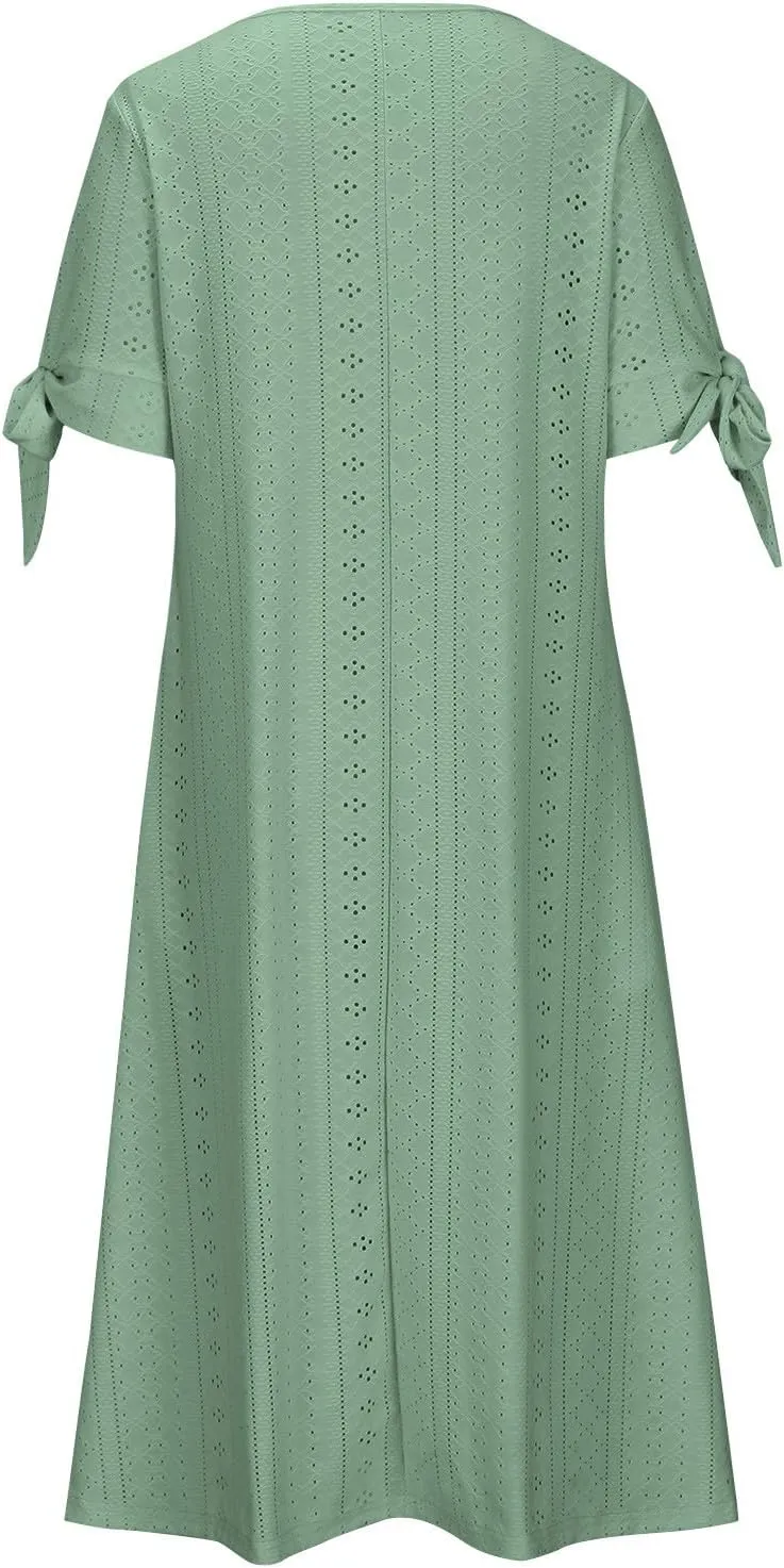 Wedding Guest Dresses for Women Casual Solid Color Wrap Maxi Dress Feminine V-Neck Beach Vacation Cruise Outfits