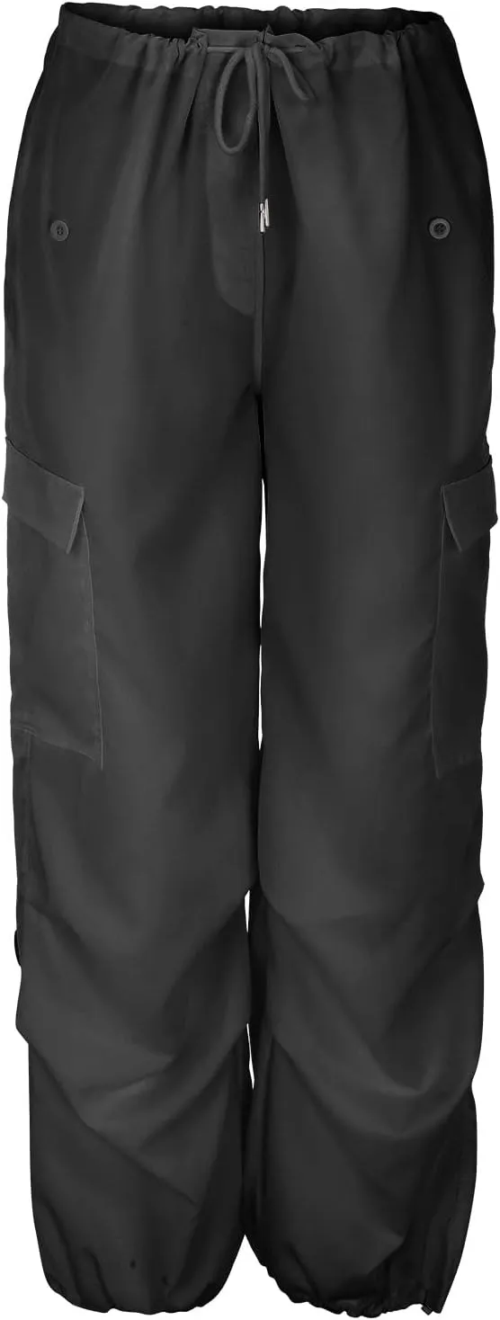 Women's Plus Size Tethered Straight Cargo Pants Straight Wide Leg Loose Casual Trousers