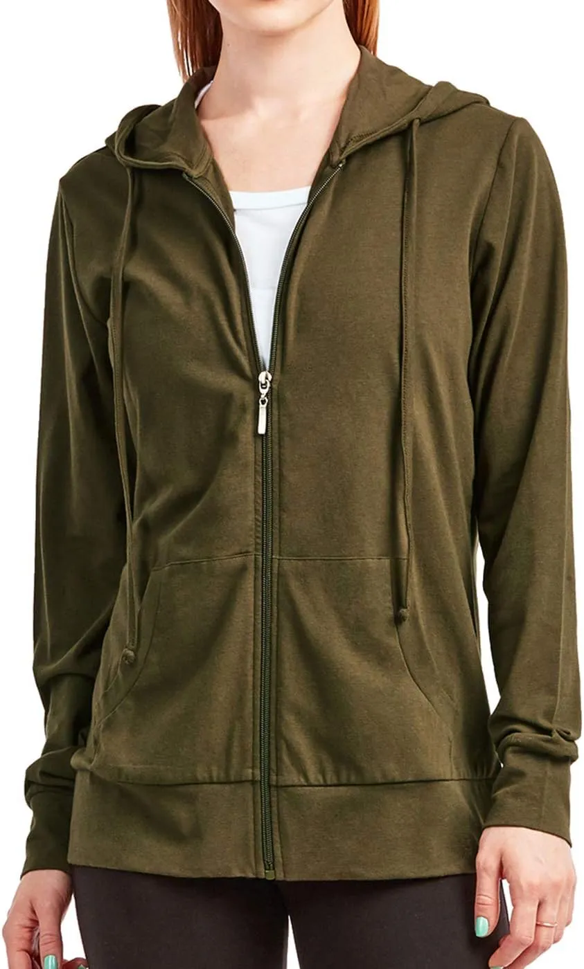 Women's Zip Up Cotton Light Hoodie Jacket