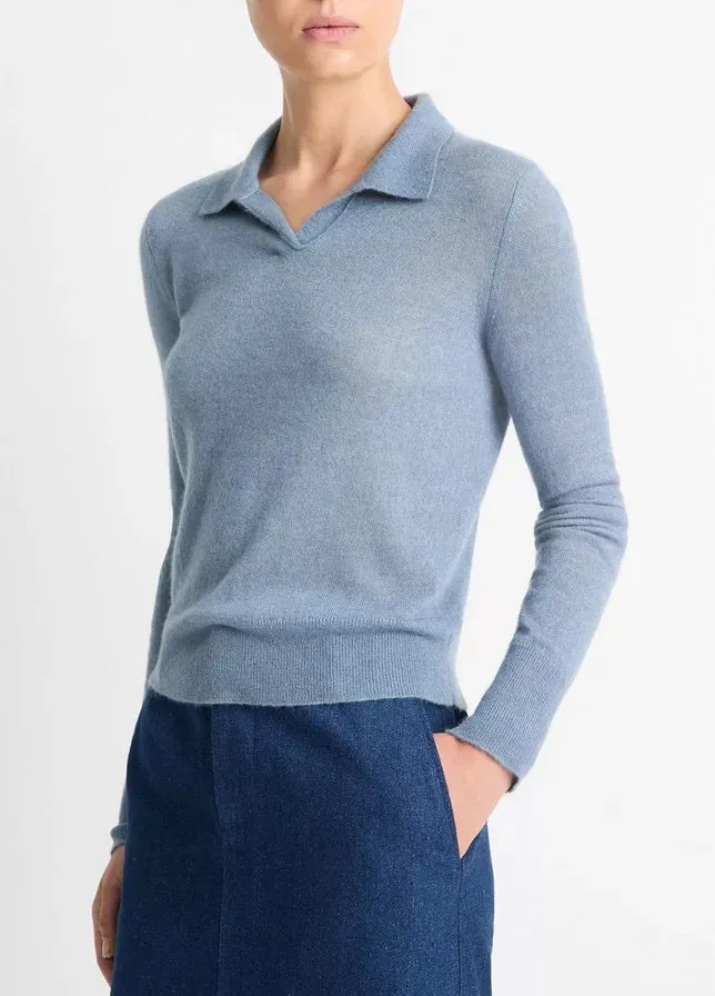 Wool-Blend Polo Sweater- Iris Water