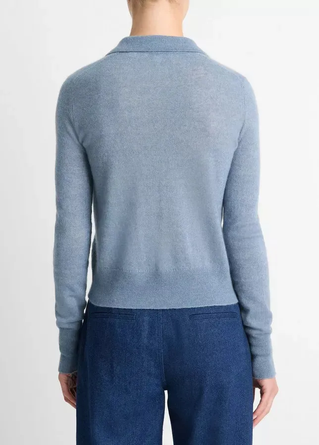 Wool-Blend Polo Sweater- Iris Water
