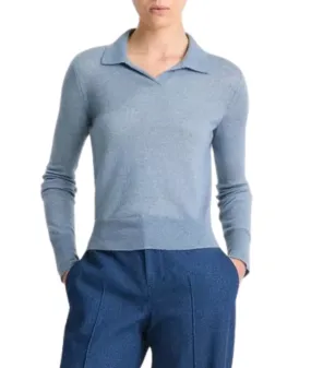 Wool-Blend Polo Sweater- Iris Water