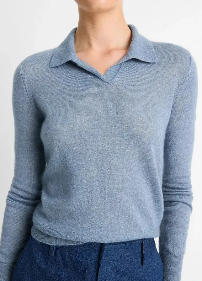 Wool-Blend Polo Sweater- Iris Water