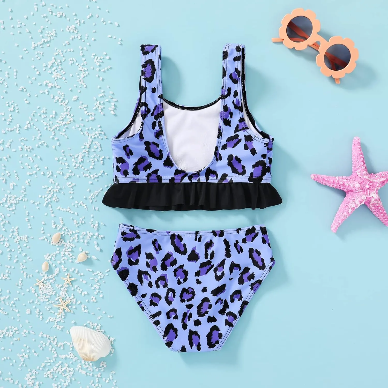 YOUNGER TREE Toddler Swimsuit Girl 2-Pieces Leopard Bathing Suits Halter Top Bikini Bottoms Swimming Suit Kids Beach Swimwear