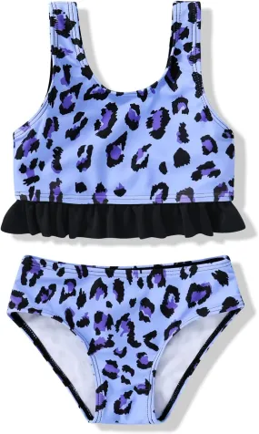 YOUNGER TREE Toddler Swimsuit Girl 2-Pieces Leopard Bathing Suits Halter Top Bikini Bottoms Swimming Suit Kids Beach Swimwear